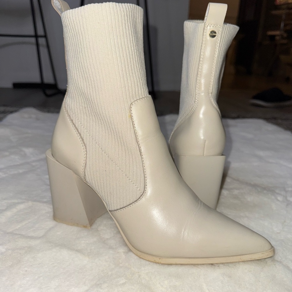 Aldo Cream Heeled Ankle Boots